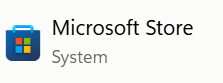 The Microsoft Store app icon: a blue shopping bag carrying the four-color Windows squares, labeled Microsoft Store, System.