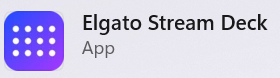 The Elgato Stream Deck app icon: a purple rounded square holding a grid of dots, labeled Elgato Stream Deck, App.